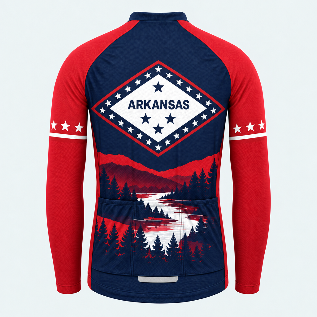 Men's Personalized Long Sleeve Cycling Jersey – Arkansas River Ridge - Back