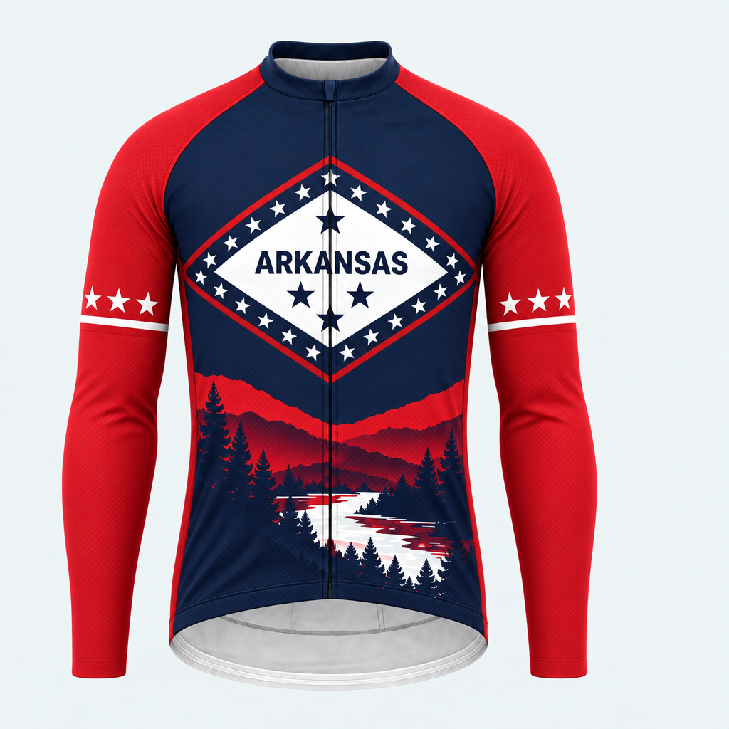 Men's Personalized Long Sleeve Cycling Jersey – Arkansas River Ridge - Front