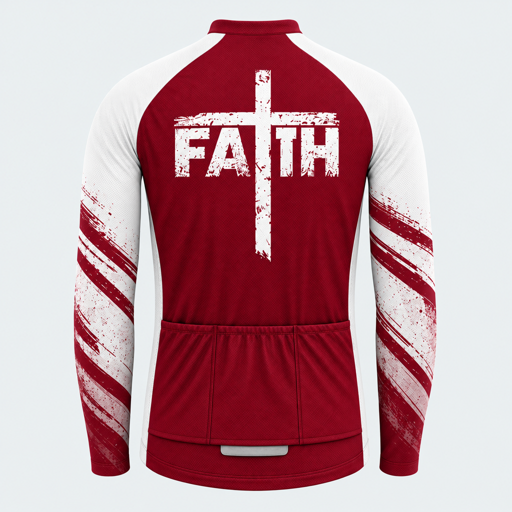 Men's Personalized Long Sleeve Cycling Jersey – Jesus Saves Lion - Back