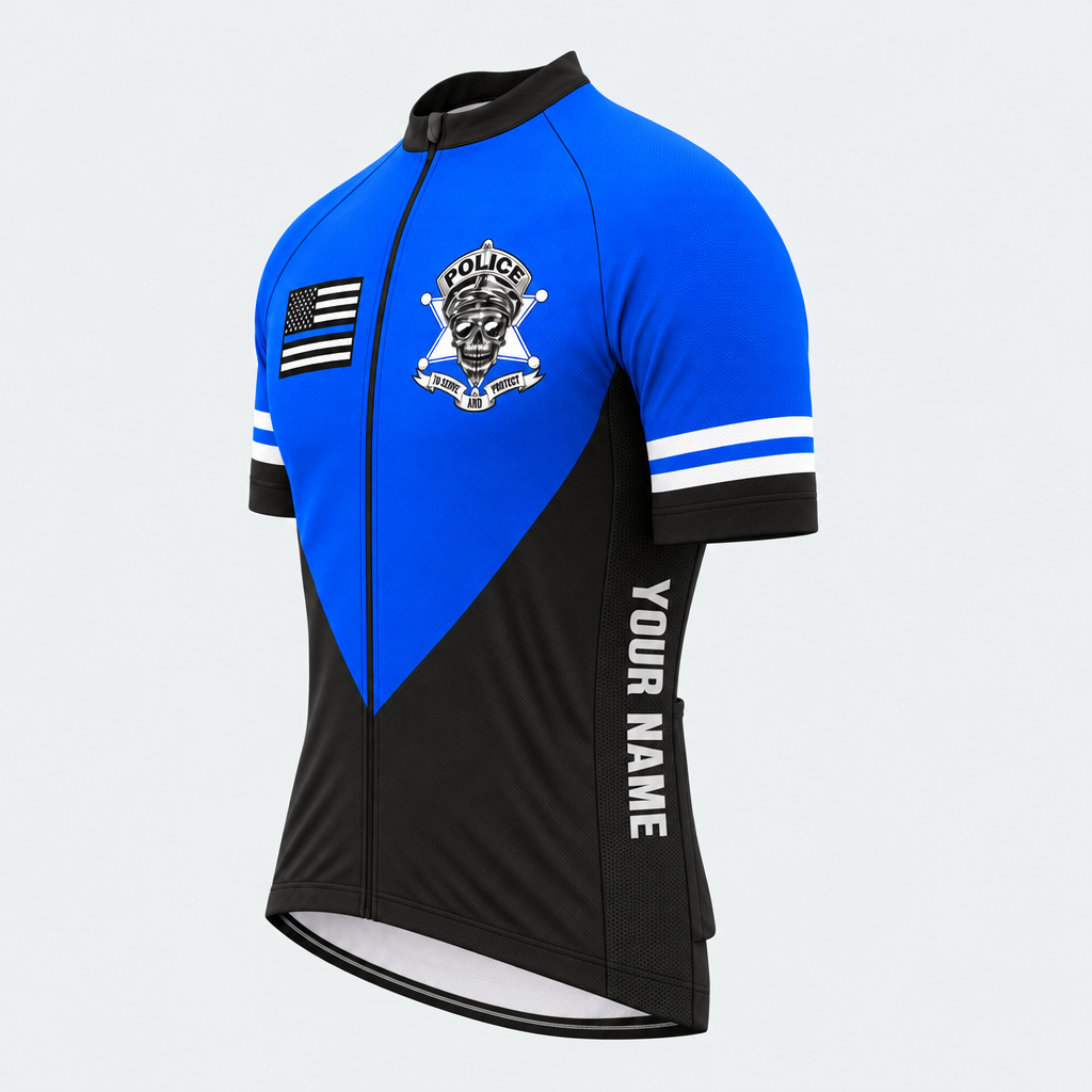 Men's Personalized Short Sleeve Cycling Jersey – Police I Can Cuff It - Front 45°