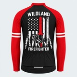 Men's Personalized Long Sleeve Cycling Jersey – Wildland Firefighter Chainsaw Flag - Back