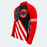 Men's Personalized Long Sleeve Cycling Jersey – Wildland Firefighter Chainsaw Flag - Side