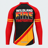 Men's Personalized Long Sleeve Cycling Jersey – Wildland Firefighter Skyline - Back
