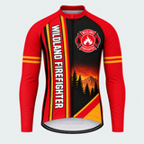 Men's Personalized Long Sleeve Cycling Jersey – Wildland Firefighter Skyline - Front