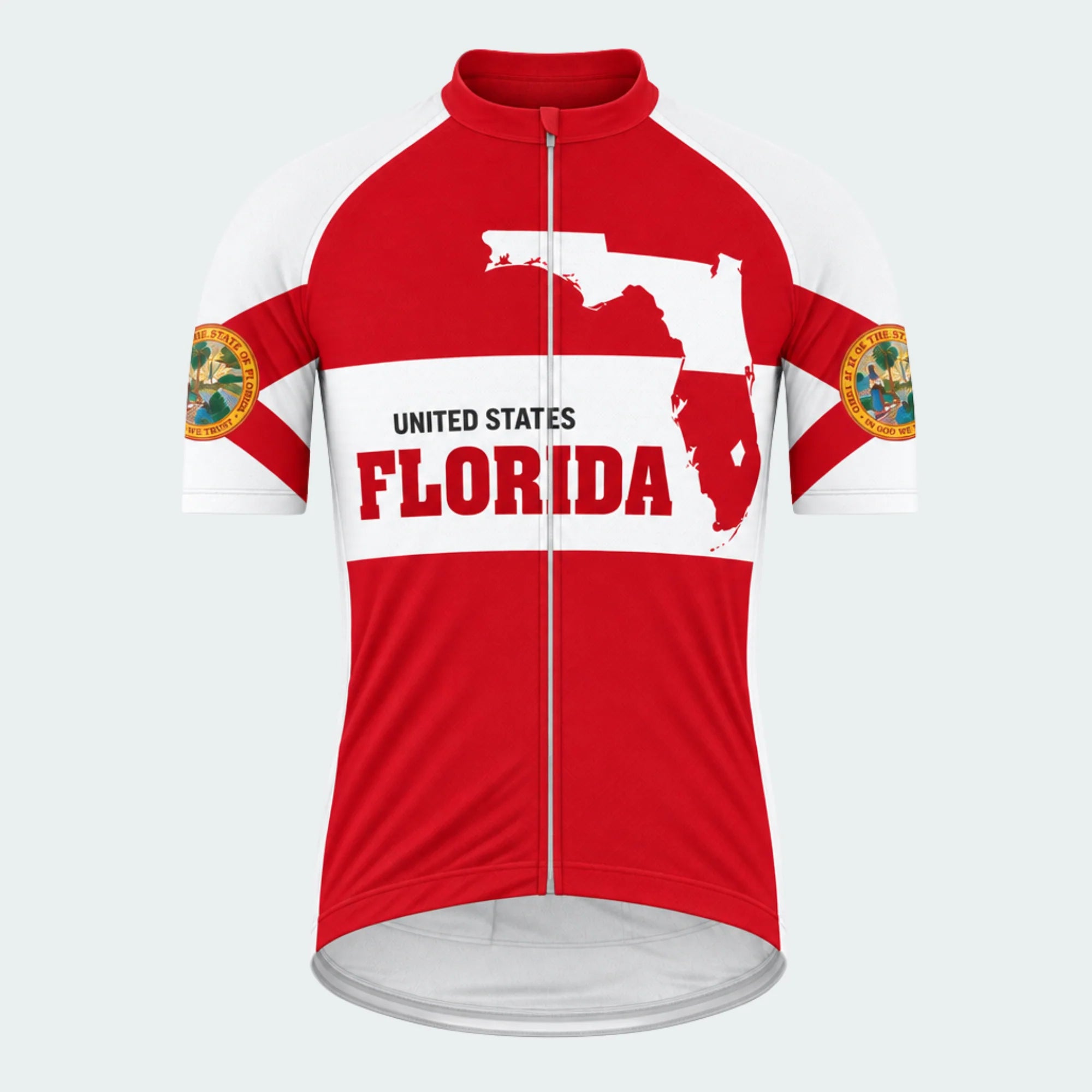 Men's Personalized Short Sleeve Cycling Jersey – Florida State Map Emblem - Front