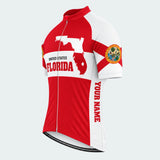 Men's Personalized Short Sleeve Cycling Jersey – Florida State Map Emblem - Front 45°