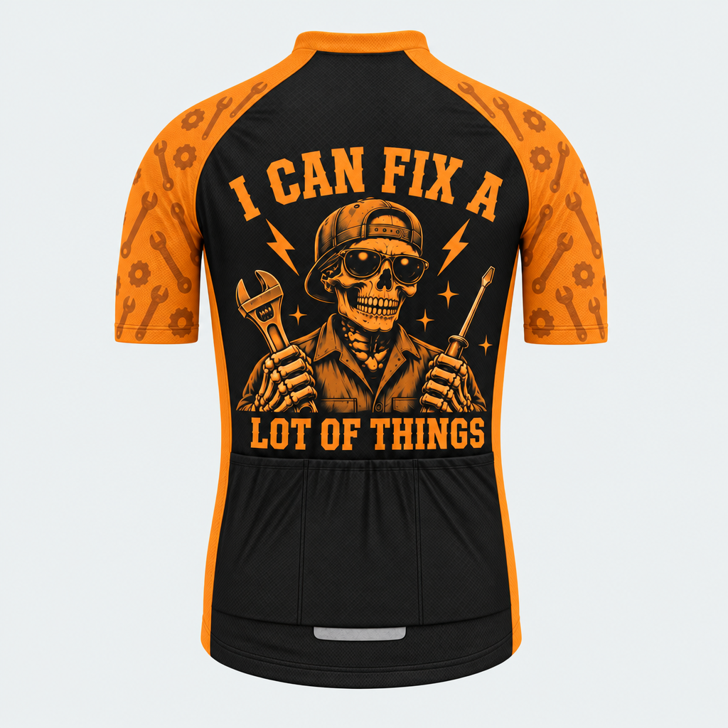 Men's Personalized Short Sleeve Cycling Jersey – Mechanic I Can Fix A Lot - Back