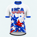 Men's Personalized Short Sleeve Cycling Jersey – US Patriotic Colorful Stars - Front