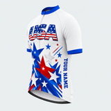 Men's Personalized Short Sleeve Cycling Jersey – US Patriotic Colorful Stars - Front 45°