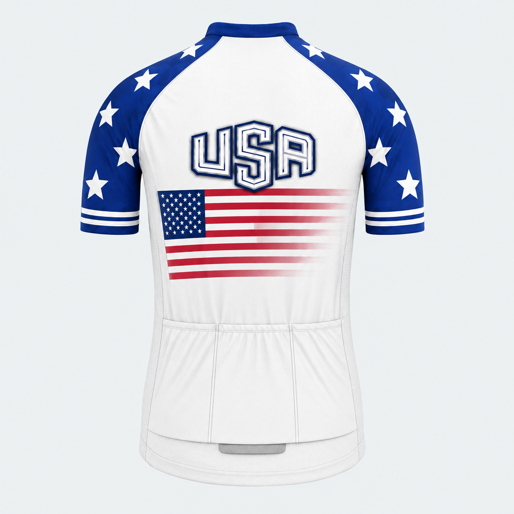 Men's Personalized Short Sleeve Cycling Jersey – USA Stars & Stripes - Back