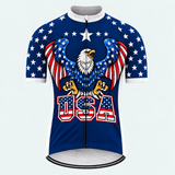 Men's Personalized Short Sleeve Cycling Jersey – US Patriotic Eagle Pride - Front