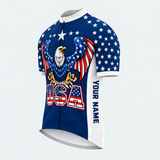 Men's Personalized Short Sleeve Cycling Jersey – US Patriotic Eagle Pride - Front 45°