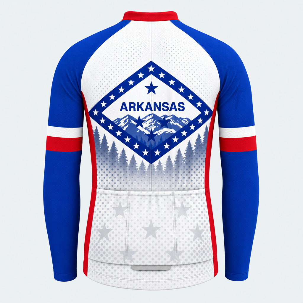 Men's Personalized Long Sleeve Cycling Jersey – Arkansas Peaks & Stars - Back