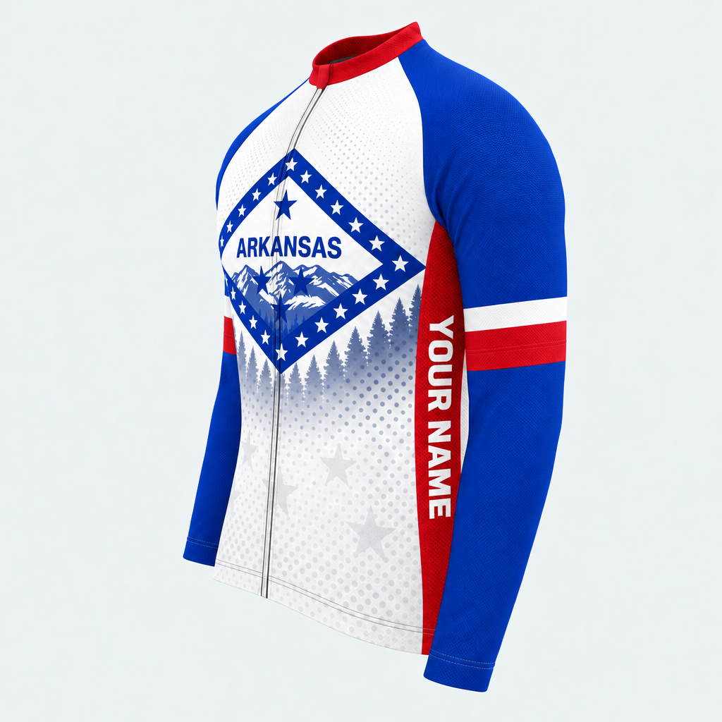 Men's Personalized Long Sleeve Cycling Jersey – Arkansas Peaks & Stars - Side