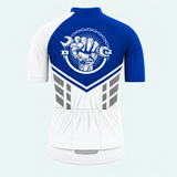 Men's Personalized Short Sleeve Cycling Jersey – The Mechanic Blue And White - Back