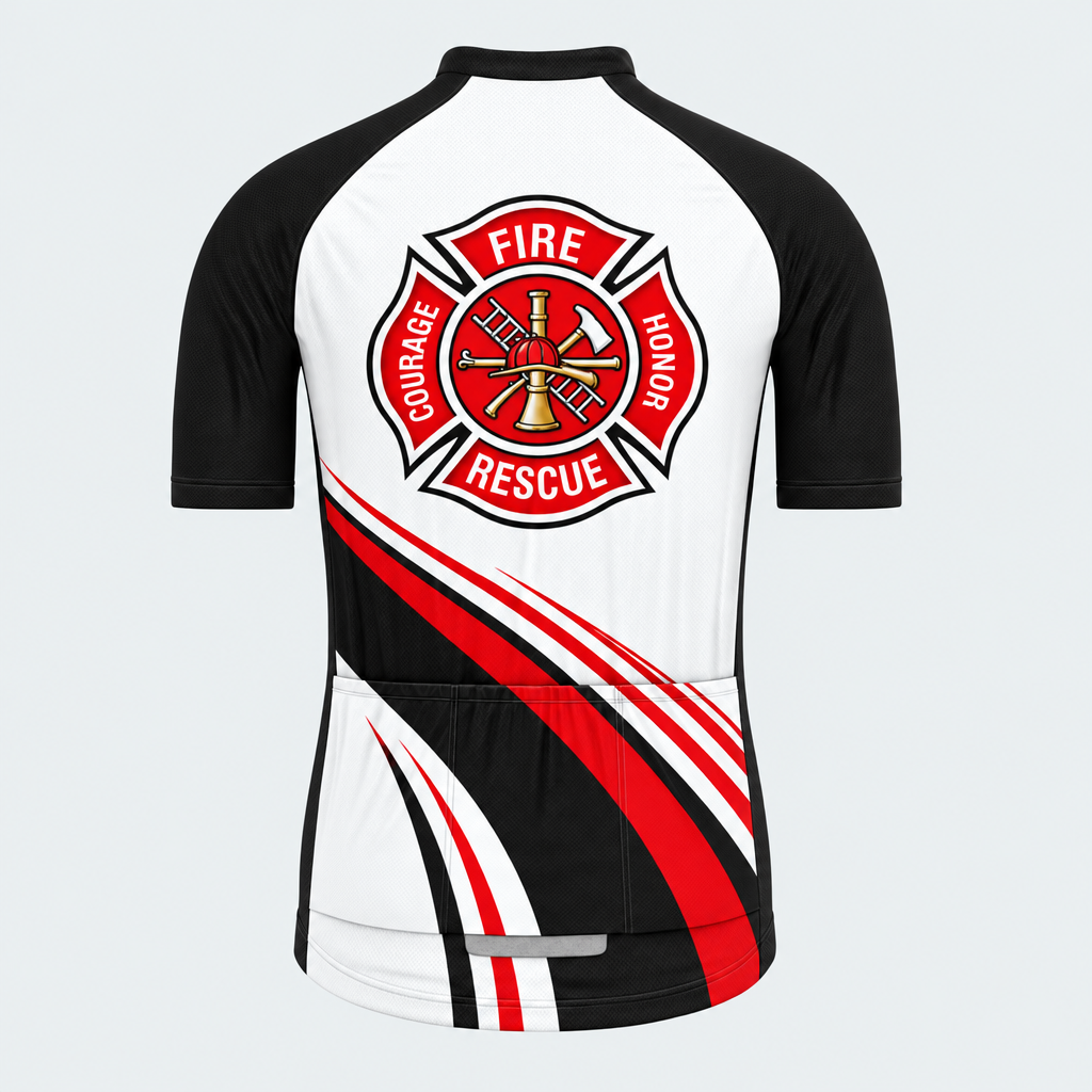 Men's Personalized Short Sleeve Cycling Jersey – US Firefighter Courage and Honor - Back