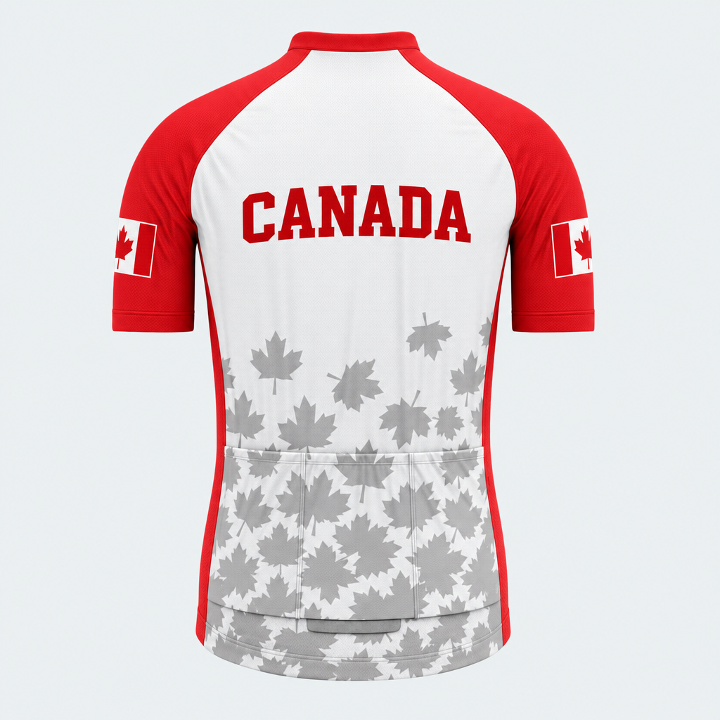 Men's Personalized Short Sleeve Cycling Jersey – Canada Bold Maple - Back