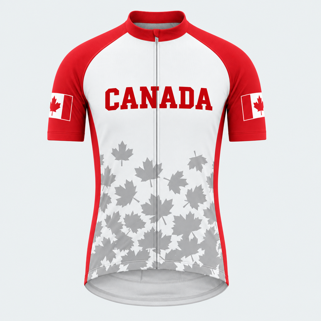 Men's Personalized Short Sleeve Cycling Jersey – Canada Bold Maple - Front