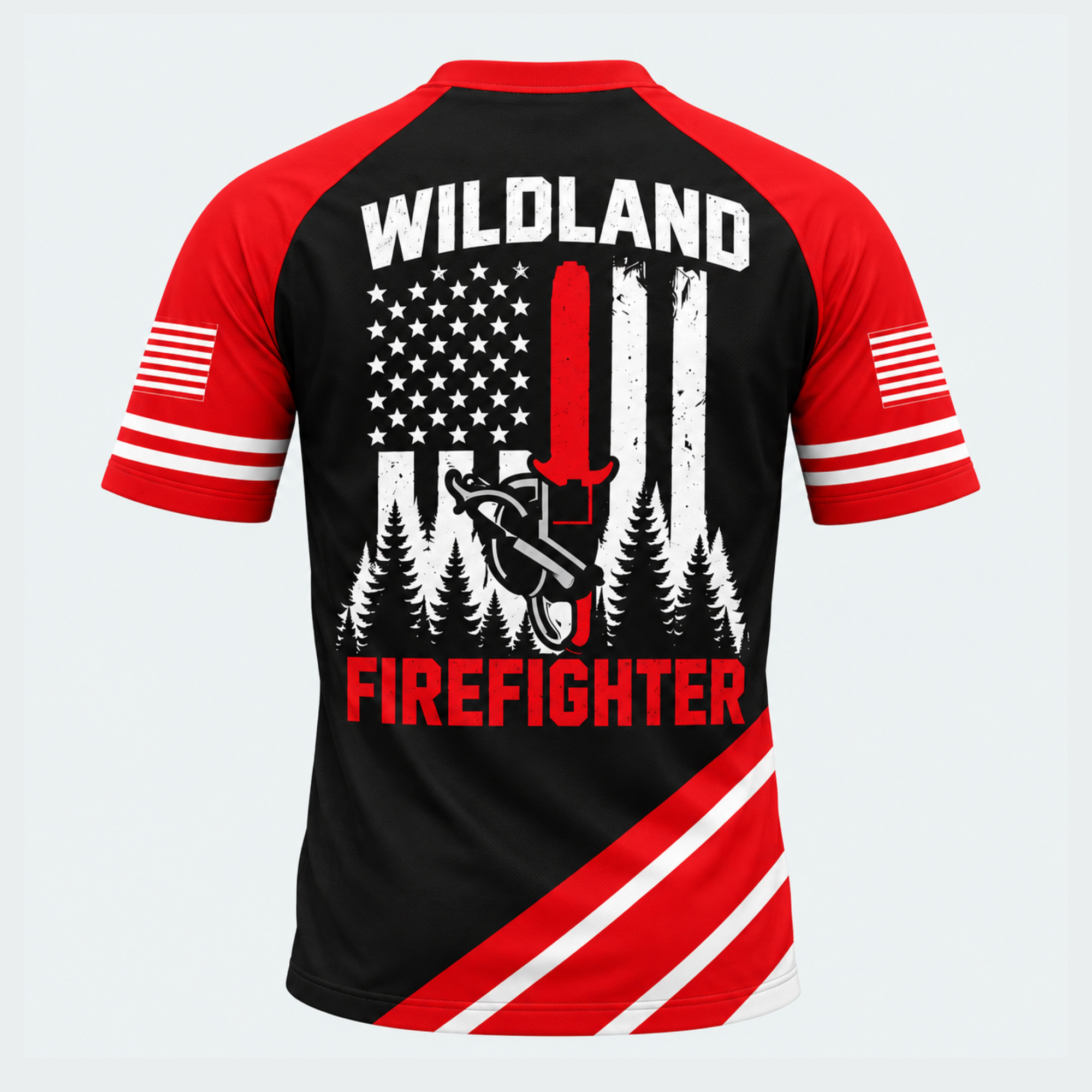 Men's Wildland Firefighter Chainsaw Short-sleeve Cycling T-shirt - Back
