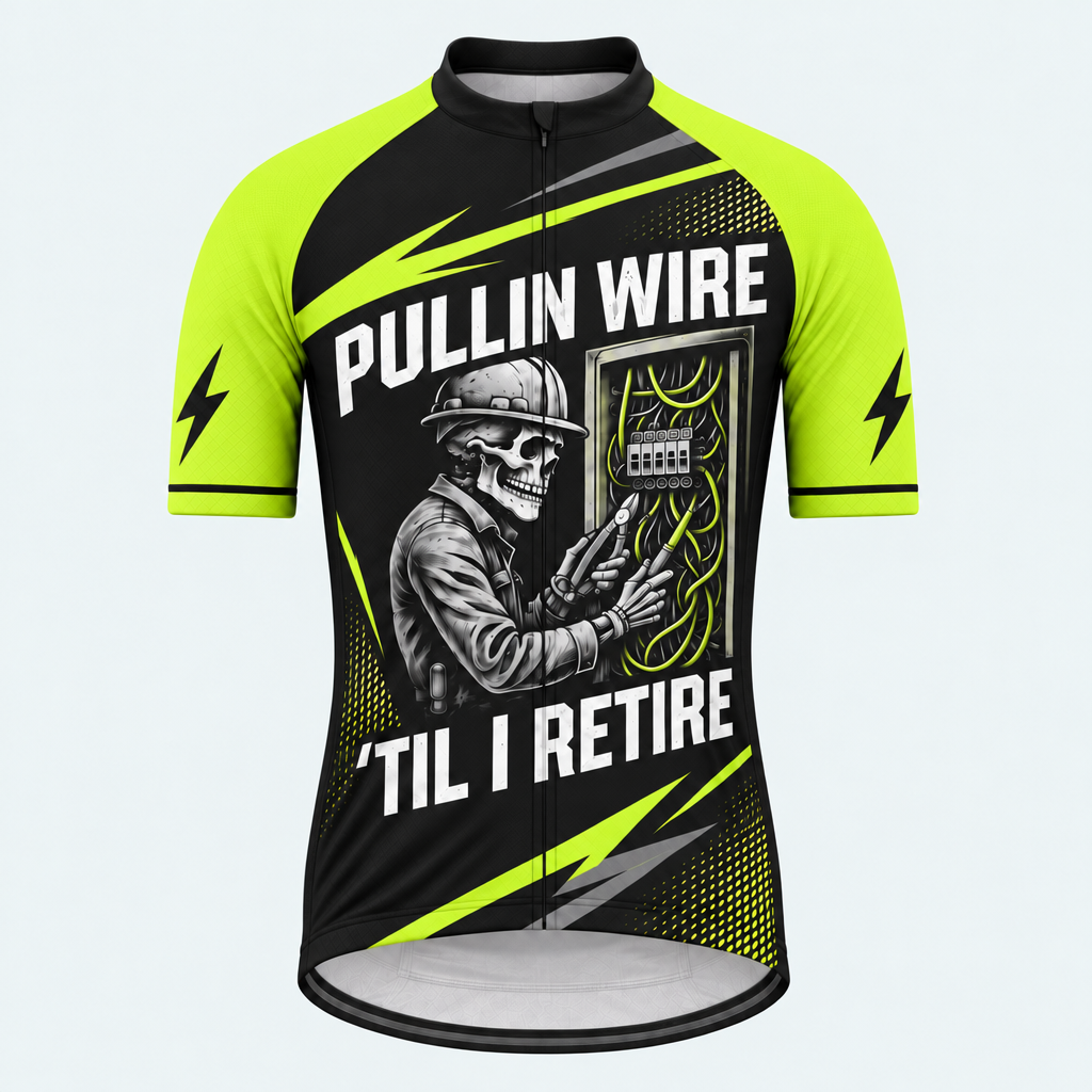 Men's Personalized Short Sleeve Cycling Jersey – Electrician Skull - Front