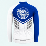 Men's Personalized Long Sleeve Cycling Jersey – The Mechanic Blue And White - Back