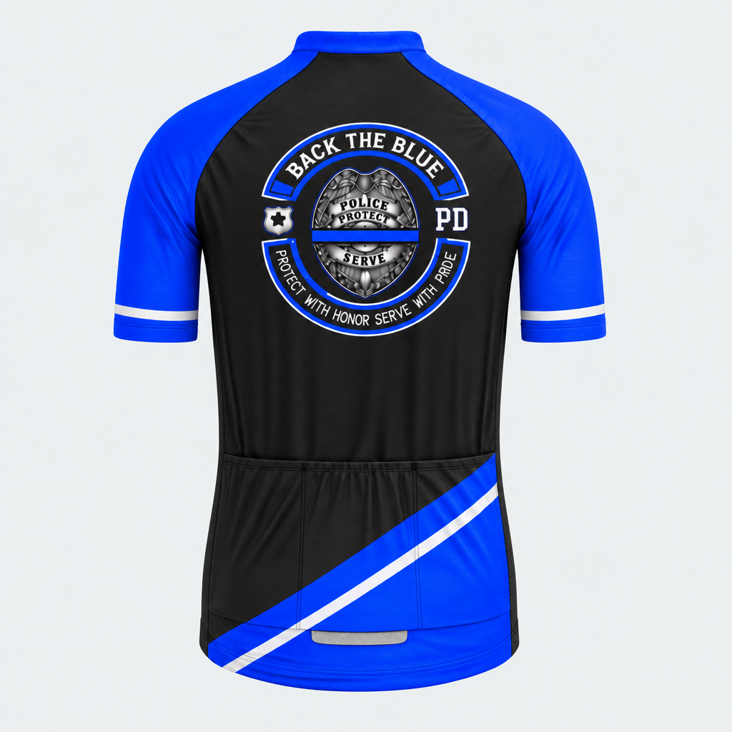 Men's Personalized Short Sleeve Cycling Jersey – Police Back the Blue - Back