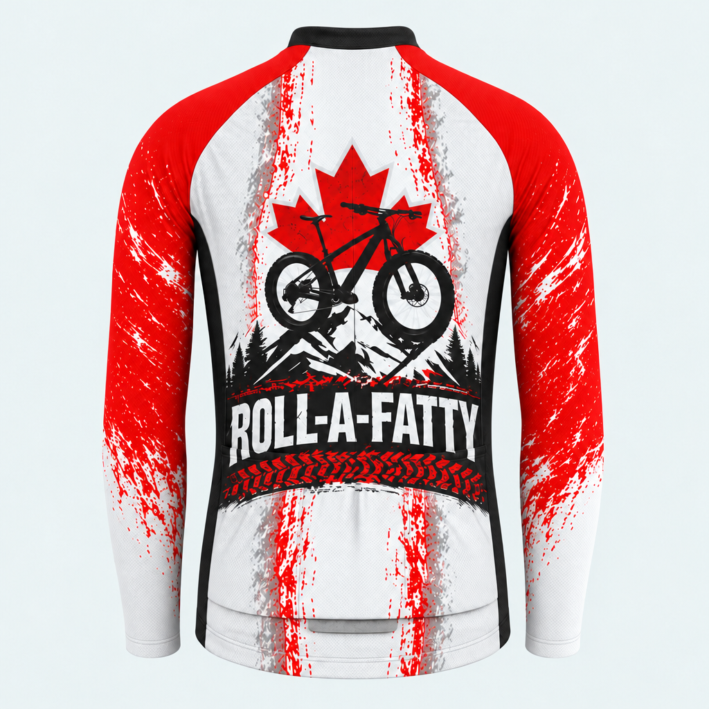 Men's Personalized Long Sleeve Cycling Jersey – Canada · Canada Flag RollaFatty Chain MTB Jersey - Back