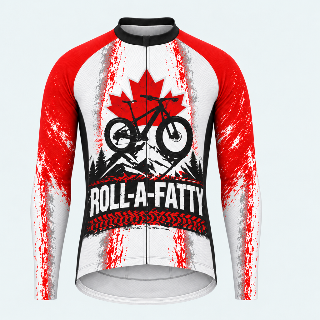 Men's Personalized Long Sleeve Cycling Jersey – Canada · Canada Flag RollaFatty Chain MTB Jersey - Front