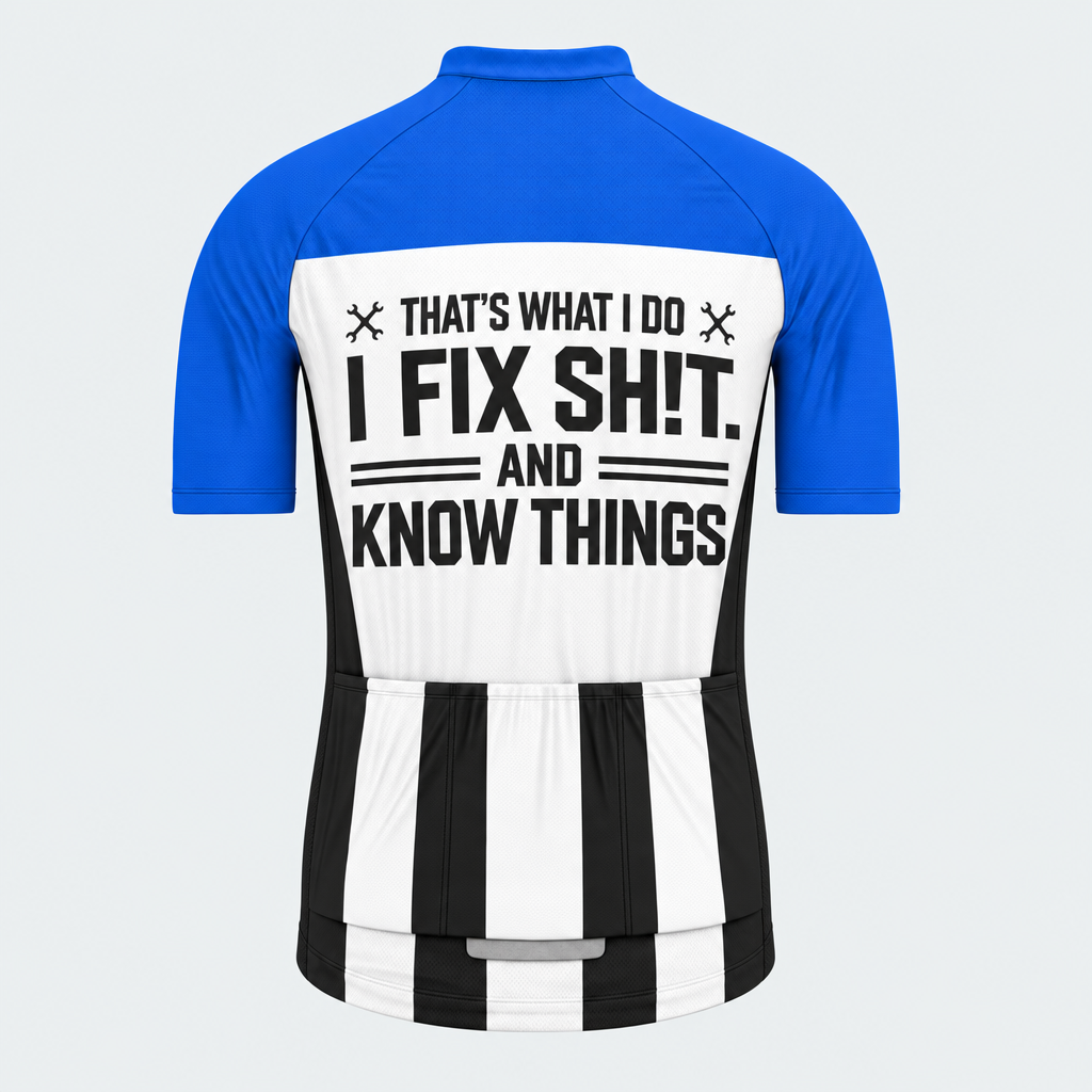 Men's Personalized Short Sleeve Cycling Jersey – Mechanic I Fix Sh!t & Know Things - Back
