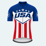 Men's Personalized Short Sleeve Cycling Jersey – US Patriotic Eagle Logo - Front