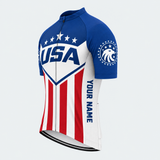 Men's Personalized Short Sleeve Cycling Jersey – US Patriotic Eagle Logo - Front 45°