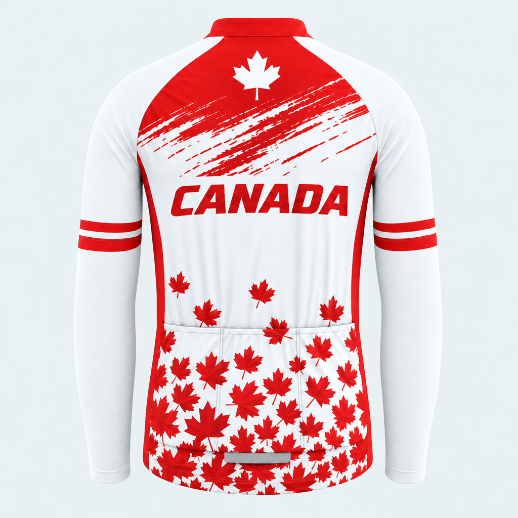 Men's Personalized Long Sleeve Cycling Jersey – Canada Maple Leaf - Back