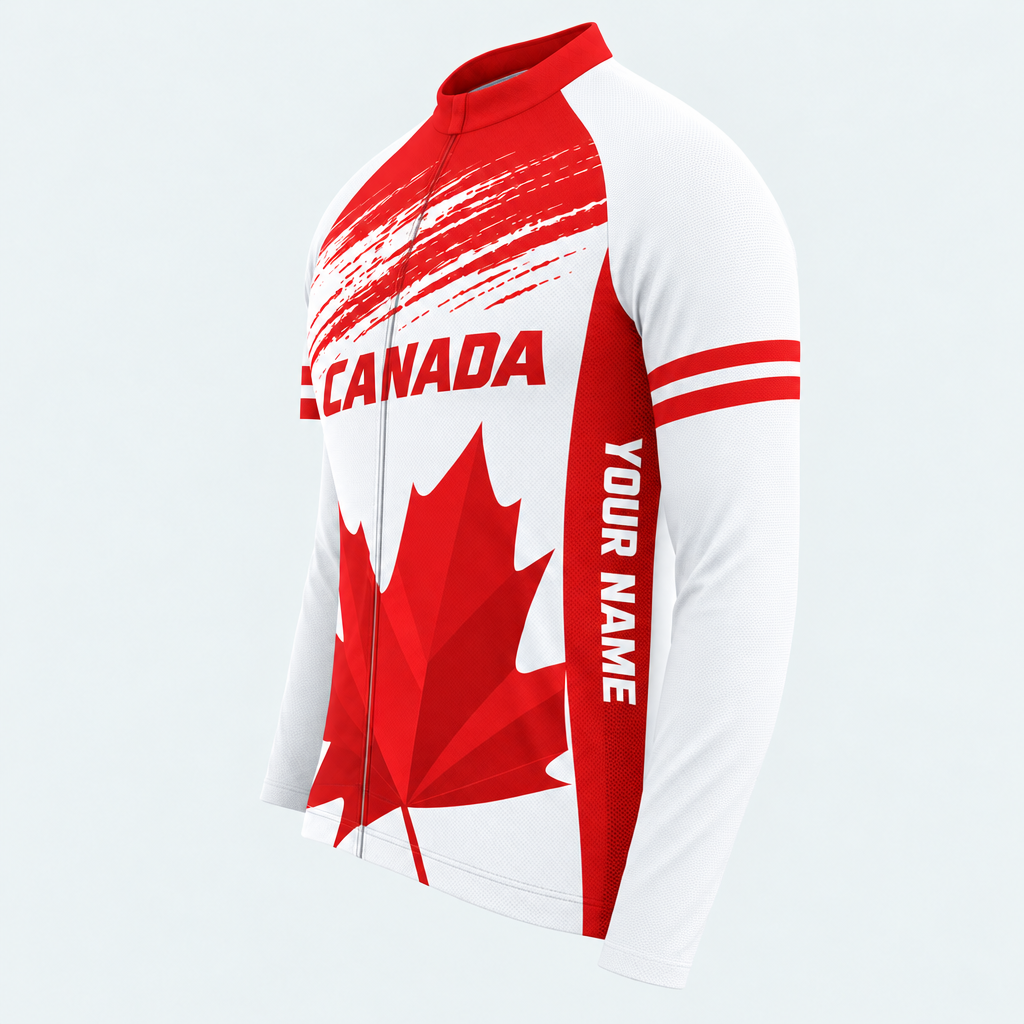 Men's Personalized Long Sleeve Cycling Jersey – Canada Maple Leaf - Side