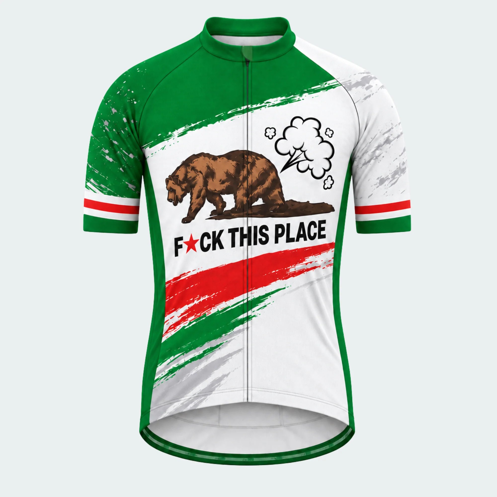 Men's Personalized Short Sleeve Cycling Jersey – California Grizzly Rebellion - Front