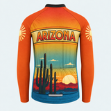 Men's Personalized Long Sleeve Cycling Jersey – Arizona Saguaro Sunset - Back