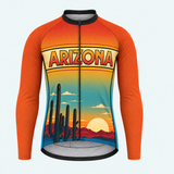 Men's Personalized Long Sleeve Cycling Jersey – Arizona Saguaro Sunset - Front