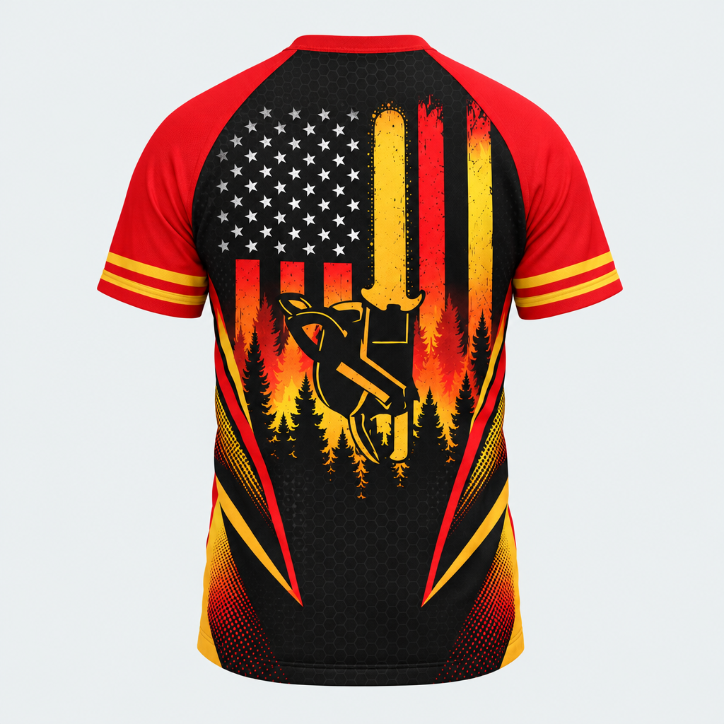 Men's Wildland Firefighter Flame Shield Short-sleeve Cycling T-shirt - Back
