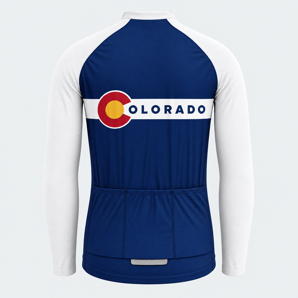 Men's Personalized Long Sleeve Cycling Jersey – Colorado Roundel Banner - Back