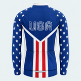 Men's Personalized Long Sleeve Cycling Jersey – US Patriotic Retro USA Cycling Jersey - Back