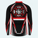Men's Personalized Long Sleeve Cycling Jersey – US Firefighter Maltese Cross - Back
