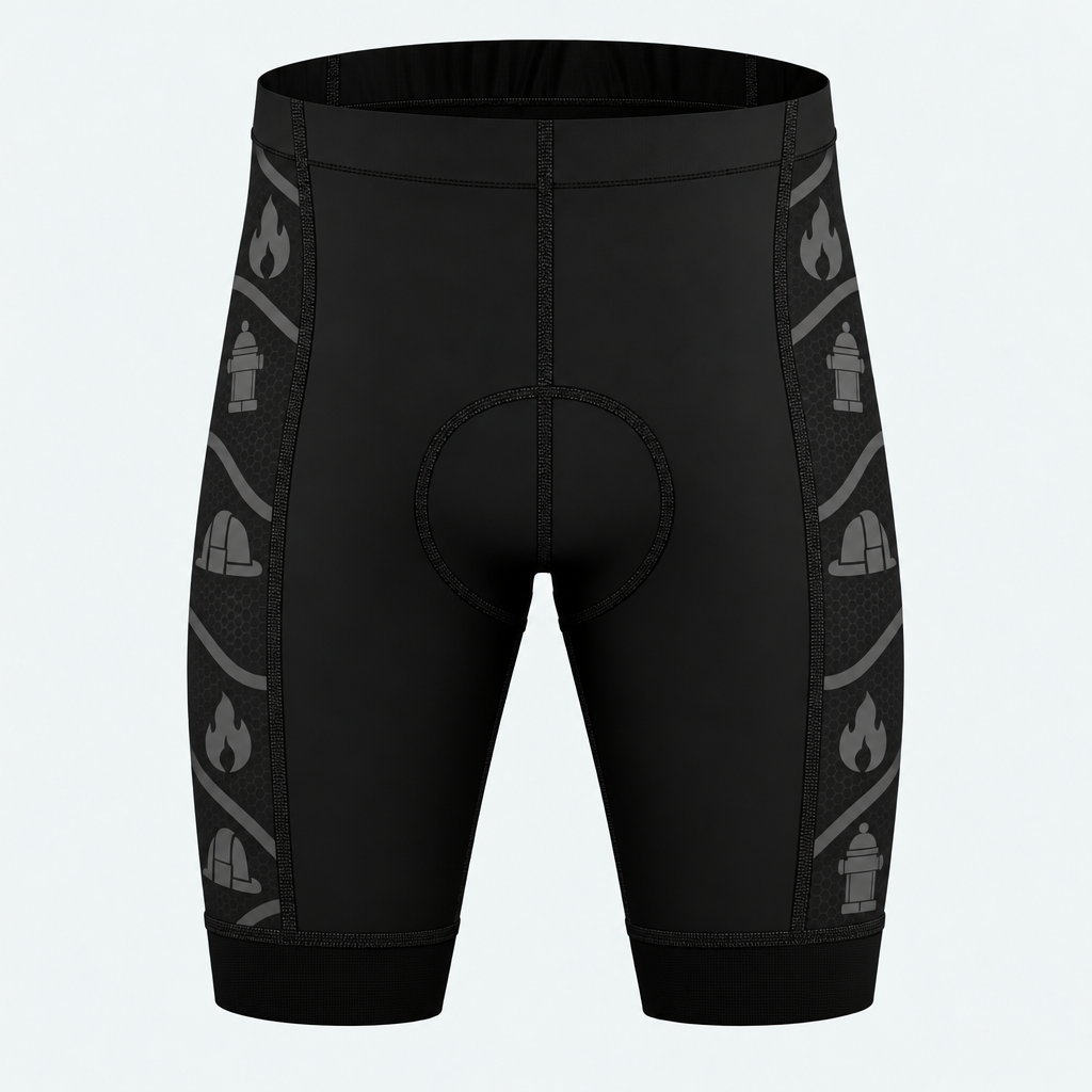 Men's US Firefighter Flame Cross Cycling Shorts - Front