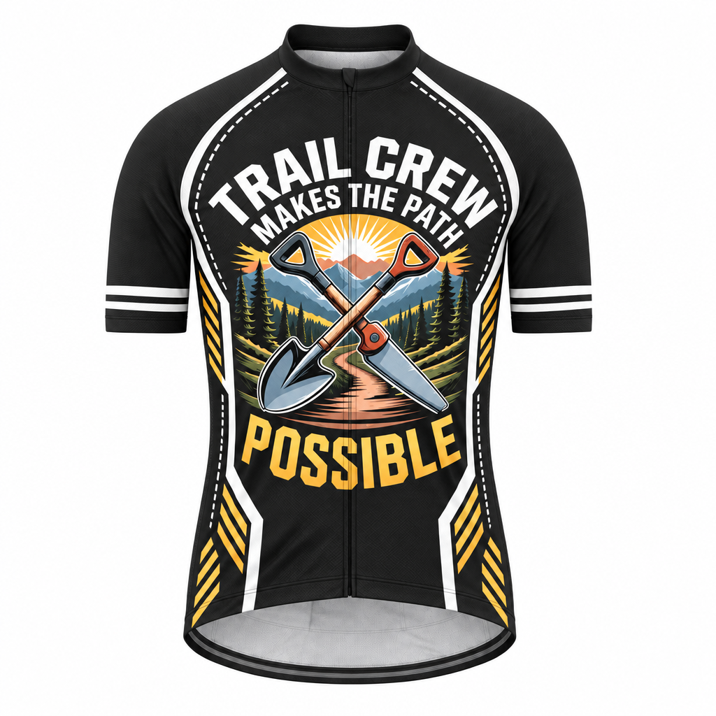 Men's Personalized Short Sleeve Cycling Jersey – Trail Crew Makes the Path Possible - Front