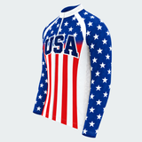 Men's Personalized Long Sleeve Cycling Jersey – US Patriotic Flag Stripes - Side