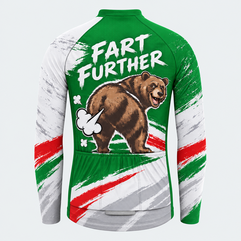 Men's Personalized Long Sleeve Cycling Jersey – California Grizzly Rebellion - Back