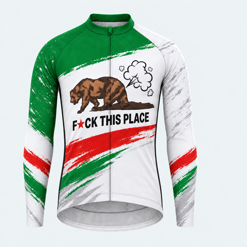 Men's Personalized Long Sleeve Cycling Jersey – California Grizzly Rebellion - Front