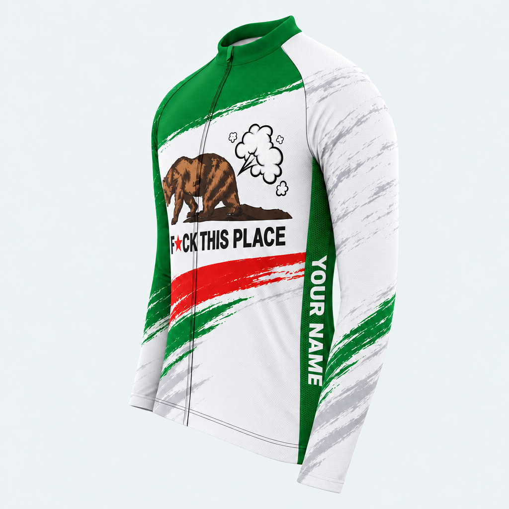 Men's Personalized Long Sleeve Cycling Jersey – California Grizzly Rebellion - Side