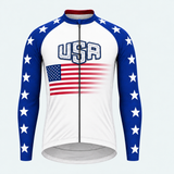 Men's Personalized Long Sleeve Cycling Jersey – USA Stars & Stripes - Front