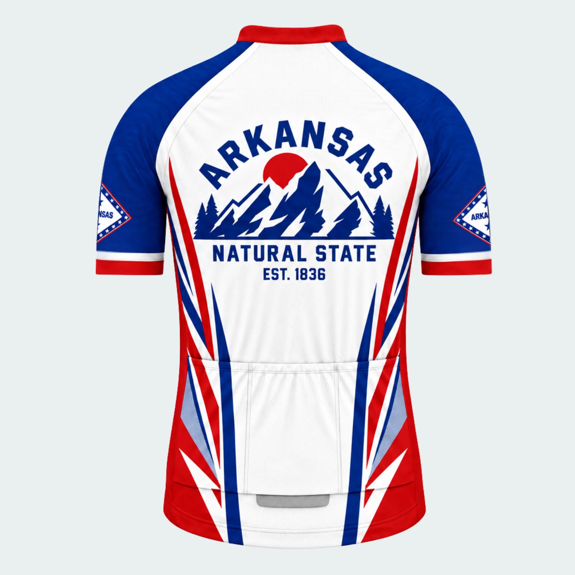 Men's Personalized Short Sleeve Cycling Jersey – Arkansas Mountain Badge - Back