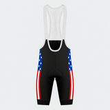 Men's US Patriotic Flag Stripes Cycling Bib Shorts - Front