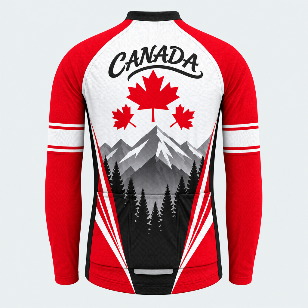 Men's Personalized Long Sleeve Cycling Jersey – Canadian Maple Peaks - Back